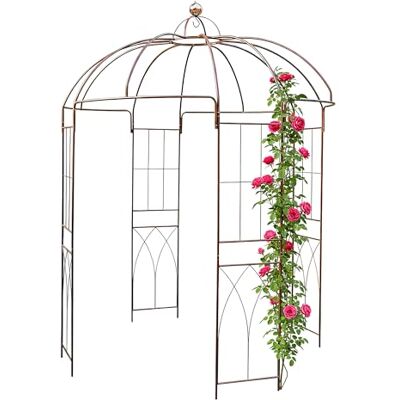 Spetebo Tonnelle à roses en métal marron rouille 270 x 200 cm Treillis en acier revêtu par pulvérisation Pavillon rond avec grand dôme Arche à roses Tuteur pour plantes grimpantes - Publicité Spetebo Tonnelle à roses en métal marron rouille 270 x 200 cm Treillis en acier revêtu par pulvérisation Pavillon rond avec grand dôme Arche à roses Tuteur pour plantes grimpantes - Publicité