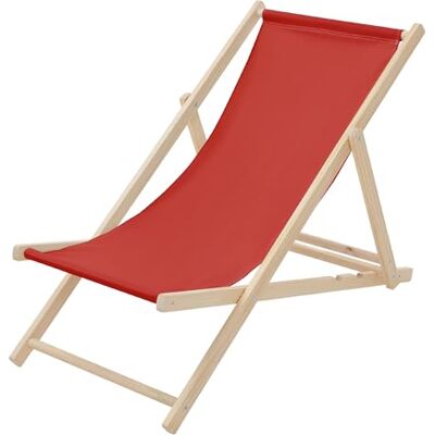 ECD Germany Chaise Longue Pliante Chilienne en Bois, Rouge, Dossier Réglable, 3 Positions de Couchage, Charge jusqu'à 120kg, Bain de Soleil en Tissu Oxford pour Plage Jardin Terrasse Balcon Camping - Publicité ECD Germany Chaise Longue Pliante Chilienne en Bois, Rouge, Dossier Réglable, 3 Positions de Couchage, Charge jusqu'à 120kg, Bain de Soleil en Tissu Oxford pour Plage Jardin Terrasse Balcon Camping - Publicité