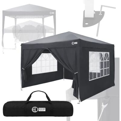 ECD Germany Tonnelle de Jardin Pliante 3x3 m Imperméable, Barnum Pliant Pop up avec 4 Parois Amovibles, Protection UV 50+, Sac de Transport, Tente de Réception Gazebo pour Patio Camping, Anthracite - Publicité ECD Germany Tonnelle de Jardin Pliante 3x3 m Imperméable, Barnum Pliant Pop up avec 4 Parois Amovibles, Protection UV 50+, Sac de Transport, Tente de Réception Gazebo pour Patio Camping, Anthracite - Publicité