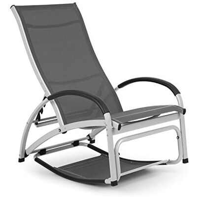 blumfeldt Beverlywood Chaise Longue Rocking-Chair (Cadre en Aluminium, Dossier réglable en 4 Positions, DualComfort, Matériau : 70% PVC et 30% Polyester Comfort Mesh, Vis INOX) Gris - Publicité blumfeldt Beverlywood Chaise Longue Rocking-Chair (Cadre en Aluminium, Dossier réglable en 4 Positions, DualComfort, Matériau : 70% PVC et 30% Polyester Comfort Mesh, Vis INOX) Gris - Publicité