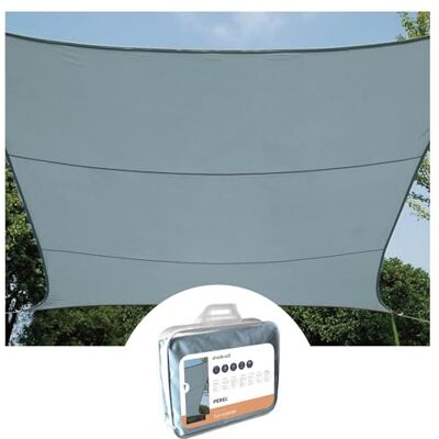 Perel Voile d'ombrage, Toile ombrage, Toile extérieure terrasse, imperméable, Protection Contre UV, 4 Anneaux en O en Acier Inoxydable, 3.6 x 3.6 m, 160 g/m², Polyester, carrée, Gris Bleu - Publicité Perel Voile d'ombrage, Toile ombrage, Toile extérieure terrasse, imperméable, Protection Contre UV, 4 Anneaux en O en Acier Inoxydable, 3.6 x 3.6 m, 160 g/m², Polyester, carrée, Gris Bleu - Publicité