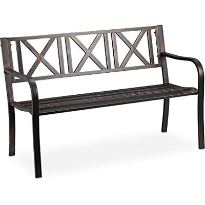Relaxdays Banc de Jardin, 2 Places, terrasse, Balcon, Acier Solide, Jolie Banquette Stable, 80,5x127x63 cm, Noir-Bronze - Publicité Relaxdays Banc de Jardin, 2 Places, terrasse, Balcon, Acier Solide, Jolie Banquette Stable, 80,5x127x63 cm, Noir-Bronze - Publicité