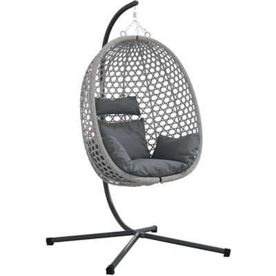 Vidaxl - Fauteuil Oeuf Suspendu avec Support en Gris en Rotin Synthétique - Extérieur - Publicité Vidaxl - Fauteuil Oeuf Suspendu avec Support en Gris en Rotin Synthétique - Extérieur - Publicité