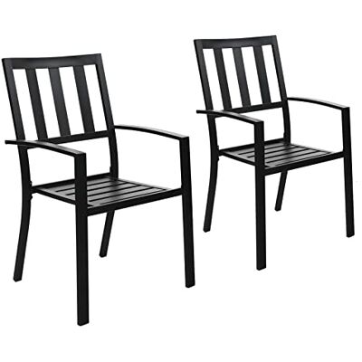 PHI VILLA PHIVILLA Lot de 2 chaises de jardin empilables en métal Noir - Publicité PHI VILLA PHIVILLA Lot de 2 chaises de jardin empilables en métal Noir - Publicité