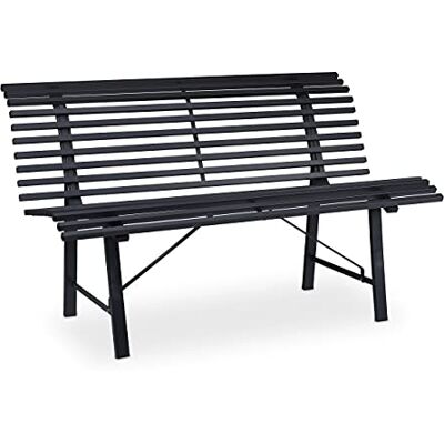 Relaxdays Banc de Jardin, 2 Places, HLP: 79 x 130 x 75 cm, Acier Robuste, résistant aux intempéries, Solide, Anthracite - Publicité Relaxdays Banc de Jardin, 2 Places, HLP: 79 x 130 x 75 cm, Acier Robuste, résistant aux intempéries, Solide, Anthracite - Publicité
