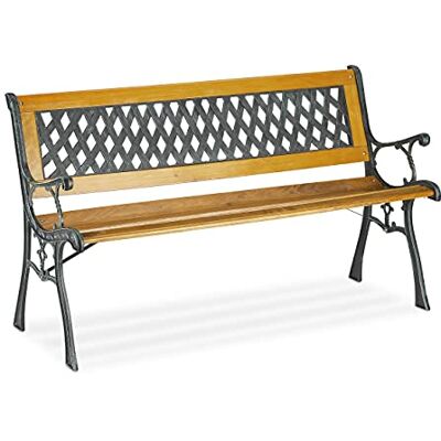 Relaxdays Banc de Jardin, 2 sièges, Bois, Fonte, Balcon et terrasse, Rustique, HxLxP 73 x 125 x 52 cm, Nature/Vert - Publicité Relaxdays Banc de Jardin, 2 sièges, Bois, Fonte, Balcon et terrasse, Rustique, HxLxP 73 x 125 x 52 cm, Nature/Vert - Publicité