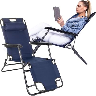SPRINGOS Chaise Longue de Taille Moyenne avec Appui-tête et accoudoirs 60 x 120 x 85 cm - Publicité SPRINGOS Chaise Longue de Taille Moyenne avec Appui-tête et accoudoirs 60 x 120 x 85 cm - Publicité