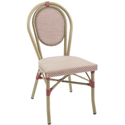 Metro Chaise de terrasse PASSY, Aluminium/Dossier Textile, 45 x 57 x 90 cm, Aspect Bamboo, Rouge/Beige - Publicité Metro Chaise de terrasse PASSY, Aluminium/Dossier Textile, 45 x 57 x 90 cm, Aspect Bamboo, Rouge/Beige - Publicité