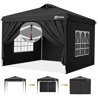 Sekey Tonnelle Pop-up 3 x 3 m, étanche, Stable, résistante à l'hiver, Pliable, 3 x 3 m, avec parois latérales, Hauteur réglable en 3 Niveaux (Noir, 3x3 avec parois latérales) - Publicité Sekey Tonnelle Pop-up 3 x 3 m, étanche, Stable, résistante à l'hiver, Pliable, 3 x 3 m, avec parois latérales, Hauteur réglable en 3 Niveaux (Noir, 3x3 avec parois latérales) - Publicité
