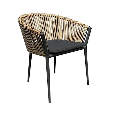 Metro Fauteuil d'extérieur avec Accoudoirs, Rotin PE/Aluminium, 63 x 63 x 76 cm, Empilable, INCL. Coussin Gris Foncé - Publicité Metro Fauteuil d'extérieur avec Accoudoirs, Rotin PE/Aluminium, 63 x 63 x 76 cm, Empilable, INCL. Coussin Gris Foncé - Publicité