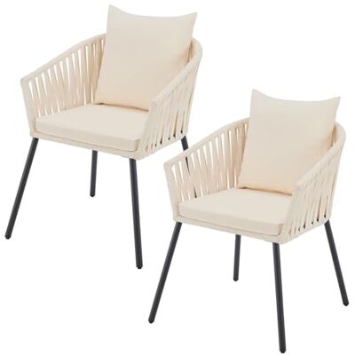 Juskys Chaises de Jardin Rope Lot de 2 Résistantes aux intempéries Jusqu’à 160 kg avec Coussins de Dossier & d’Assise en Polyester Beige - Publicité Juskys Chaises de Jardin Rope Lot de 2 Résistantes aux intempéries Jusqu’à 160 kg avec Coussins de Dossier & d’Assise en Polyester Beige - Publicité