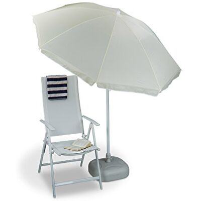 Relaxdays Parasol, Ø 180 cm, hauteur réglable, inclinable, rond, polyester, acier, jardin, balcon, plage, jaune clair - Publicité Relaxdays Parasol, Ø 180 cm, hauteur réglable, inclinable, rond, polyester, acier, jardin, balcon, plage, jaune clair - Publicité