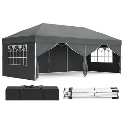 SONGMICS Tonnelle, Chapiteau Pliable, avec Parois Latérales, 3 x 6 m Protection Solaire, Résistante aux Petites Pluies, Portable, Gris Foncé, Collection SHELD GCT204GZ01 - Publicité SONGMICS Tonnelle, Chapiteau Pliable, avec Parois Latérales, 3 x 6 m Protection Solaire, Résistante aux Petites Pluies, Portable, Gris Foncé, Collection SHELD GCT204GZ01 - Publicité