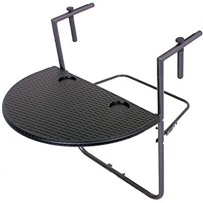 Spetebo Table de balcon en rotin anthracite, 60 x 63 cm, table pliante en hauteur, table de balcon pliante - Publicité Spetebo Table de balcon en rotin anthracite, 60 x 63 cm, table pliante en hauteur, table de balcon pliante - Publicité