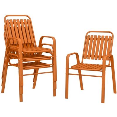 Outsunny Lot de 4 chaises de Jardin chaises empilables d'extérieur avec Haut Dossier et accoudoirs, Cadre en Acier pour Jardin, Piscine, terrasse, Orange - Publicité Outsunny Lot de 4 chaises de Jardin chaises empilables d'extérieur avec Haut Dossier et accoudoirs, Cadre en Acier pour Jardin, Piscine, terrasse, Orange - Publicité