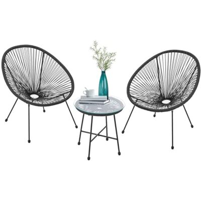 Juskys Ensemble de Meubles de Balcon Ostana en 3 Parties Table et 2 fauteuils Groupe de sièges élégant pour Balcon, terrasse et Jardin Ensemble de Meubles de Jardin pour Balcon Noir - Publicité Juskys Ensemble de Meubles de Balcon Ostana en 3 Parties Table et 2 fauteuils Groupe de sièges élégant pour Balcon, terrasse et Jardin Ensemble de Meubles de Jardin pour Balcon Noir - Publicité