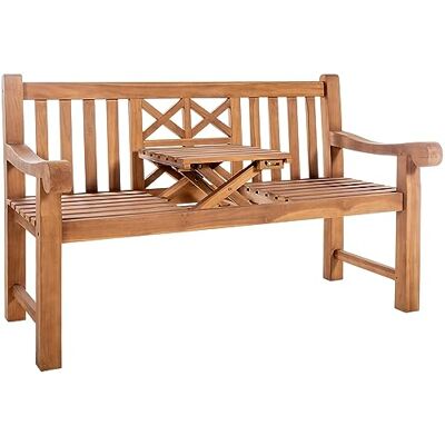 CLP Banc en Teck Luka I Banc de Jardin résistant aux intempéries avec Table Pliante, Couleur:Teck, Taille:150 cm - Publicité CLP Banc en Teck Luka I Banc de Jardin résistant aux intempéries avec Table Pliante, Couleur:Teck, Taille:150 cm - Publicité