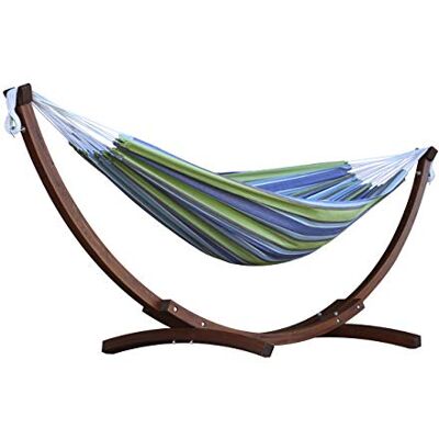 Vivere C8SPCT-24 Double hamac Coton avec Solide Support en pin Oasis - Publicité Vivere C8SPCT-24 Double hamac Coton avec Solide Support en pin Oasis - Publicité