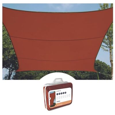 Perel Voile d'ombrage, Toile ombrage, Toile extérieure terrasse, imperméable, Protection Contre UV, 4 Anneaux en O en Acier Inoxydable, 2 x 3 m, 160 g/m², Polyester, rectangulaire, Brun rougeâtre - Publicité Perel Voile d'ombrage, Toile ombrage, Toile extérieure terrasse, imperméable, Protection Contre UV, 4 Anneaux en O en Acier Inoxydable, 2 x 3 m, 160 g/m², Polyester, rectangulaire, Brun rougeâtre - Publicité