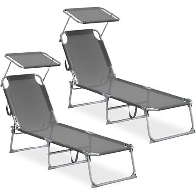 SONGMICS Chaise Longue, Transat Jardin Extérieur, 110 kg 189 x 53 x 28,5 cm, Pare-Soleil et Dossier Réglables, pour Terrasse, Balcon, Gris foncé, Collection SANDY GCB294GZ02 - Publicité SONGMICS Chaise Longue, Transat Jardin Extérieur, 110 kg 189 x 53 x 28,5 cm, Pare-Soleil et Dossier Réglables, pour Terrasse, Balcon, Gris foncé, Collection SANDY GCB294GZ02 - Publicité