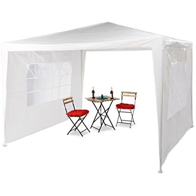 Relaxdays Tonnelle pavillon chapiteau pergola Festival 3x3 m, 2 côtés fenêtres métal PE Tente de Jardin, Blanc, 300 x 300 x 250 cm - Publicité Relaxdays Tonnelle pavillon chapiteau pergola Festival 3x3 m, 2 côtés fenêtres métal PE Tente de Jardin, Blanc, 300 x 300 x 250 cm - Publicité