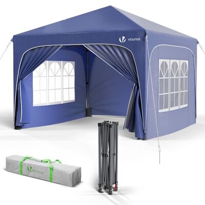 VOUNOT Pavillon Pliable 3x3m Bleu - Couverture Extérieur - Publicité VOUNOT Pavillon Pliable 3x3m Bleu - Couverture Extérieur - Publicité