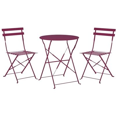 Beliani Salon de Jardin Bistrot Table et 2 Chaises en Acier Rouge Bordeaux Pliable Fiori - Publicité Beliani Salon de Jardin Bistrot Table et 2 Chaises en Acier Rouge Bordeaux Pliable Fiori - Publicité