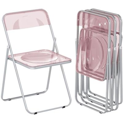 HOMCOM Lot de 4 chaises pliantes en acrylique 47 x 48 x 75 cm Rose Pliable pour intérieur peu encombrant, structure en acier, portable, pour maison, bureau, cuisine, événements - Publicité HOMCOM Lot de 4 chaises pliantes en acrylique 47 x 48 x 75 cm Rose Pliable pour intérieur peu encombrant, structure en acier, portable, pour maison, bureau, cuisine, événements - Publicité