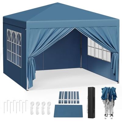 WOLTU Tonnelle Pliable 3x3m Bleu avec Un Chiffon Sac de Transport Inclus - Publicité WOLTU Tonnelle Pliable 3x3m Bleu avec Un Chiffon Sac de Transport Inclus - Publicité