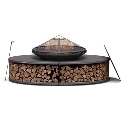 blumfeldt Ebeko Brasero Exterieur Barbecue & Table, 3-en-1 Brasero en Acier Durable, Pare-Étincelles & Tisonnier Inclus, Rangement Bûches, Housse Imperméable, Idéal Jardin & Terrasse, Noir - Publicité blumfeldt Ebeko Brasero Exterieur Barbecue & Table, 3-en-1 Brasero en Acier Durable, Pare-Étincelles & Tisonnier Inclus, Rangement Bûches, Housse Imperméable, Idéal Jardin & Terrasse, Noir - Publicité