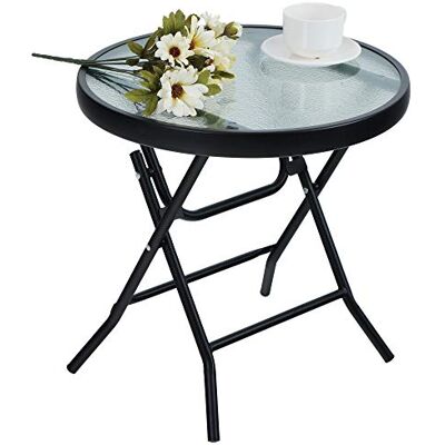 PHI VILLA Table d'appoint, Ronde, Pliable, en Verre et métal, Petite Table de Balcon, résistante aux intempéries, Facile à Entretenir, pour Balcon, Jardin, terrasse, Salon - Publicité PHI VILLA Table d'appoint, Ronde, Pliable, en Verre et métal, Petite Table de Balcon, résistante aux intempéries, Facile à Entretenir, pour Balcon, Jardin, terrasse, Salon - Publicité