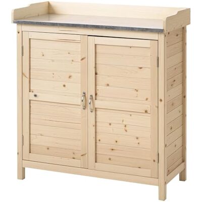 Outsunny Armoire de jardin avec table basse en bois Armoire à outils avec 2 étagères Abri de jardin extérieur naturel 83 x 40 x 92 cm - Publicité Outsunny Armoire de jardin avec table basse en bois Armoire à outils avec 2 étagères Abri de jardin extérieur naturel 83 x 40 x 92 cm - Publicité