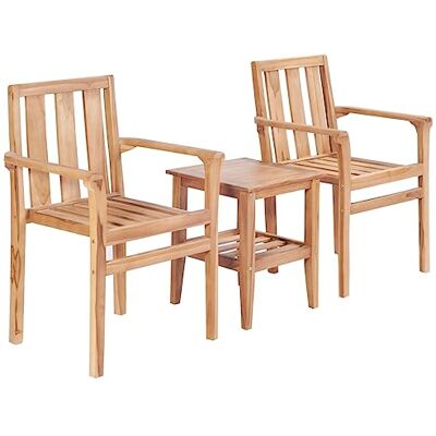 vidaXL Ensemble de Bistro de Jardin 3 pcs Teck Solide, Ensemble d'extérieur, Meuble d'extérieur, Tables et chaises, mobilier d'extérieur - Publicité vidaXL Ensemble de Bistro de Jardin 3 pcs Teck Solide, Ensemble d'extérieur, Meuble d'extérieur, Tables et chaises, mobilier d'extérieur - Publicité