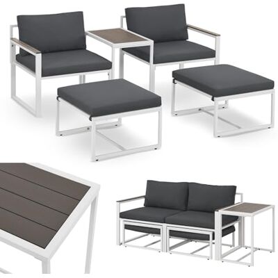 Juskys Salon de Jardin 5 pièces Bari avec Table & Coussins Coin Lounge d'extérieur en métal Petit mobilier de Balcon Meubles Outdoor pour Balcon et Jardin Gris - Publicité Juskys Salon de Jardin 5 pièces Bari avec Table & Coussins Coin Lounge d'extérieur en métal Petit mobilier de Balcon Meubles Outdoor pour Balcon et Jardin Gris - Publicité