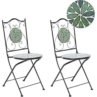 Beliani Lot de 2 Chaises de Jardin en Métal Pliables Fer Forgé Carreaux de Mosaïque Céramique Noir Civate - Publicité Beliani Lot de 2 Chaises de Jardin en Métal Pliables Fer Forgé Carreaux de Mosaïque Céramique Noir Civate - Publicité