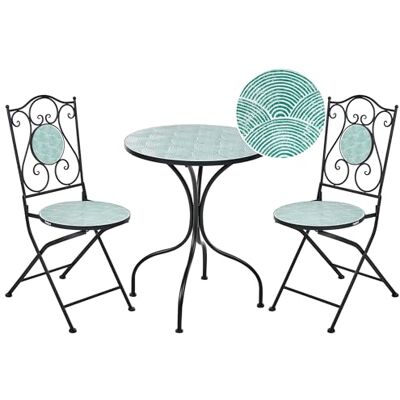 Beliani Ensemble de Bistrot d'Extérieur pour Jardin Style Vintage Plateau en Métal Structure en Fer Noir Anapo - Publicité Beliani Ensemble de Bistrot d'Extérieur pour Jardin Style Vintage Plateau en Métal Structure en Fer Noir Anapo - Publicité