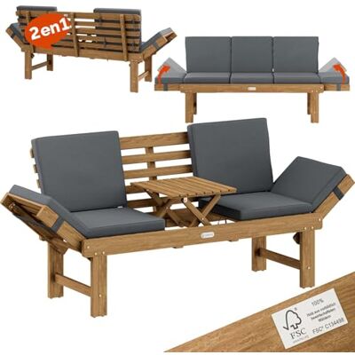 Casaria ® Banc de Jardin en Bois avec Table 200x50cm résistant aux intempéries Pliable 3 Places Jardin Balcon Bain de Soleil - Publicité Casaria ® Banc de Jardin en Bois avec Table 200x50cm résistant aux intempéries Pliable 3 Places Jardin Balcon Bain de Soleil - Publicité