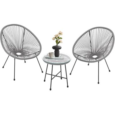 Juskys Ensemble de Meubles de Balcon Ostana en 3 Parties Table et 2 fauteuils Groupe de sièges élégant pour Balcon, terrasse et Jardin Ensemble de Meubles de Jardin pour Balcon Gris Clair - Publicité Juskys Ensemble de Meubles de Balcon Ostana en 3 Parties Table et 2 fauteuils Groupe de sièges élégant pour Balcon, terrasse et Jardin Ensemble de Meubles de Jardin pour Balcon Gris Clair - Publicité