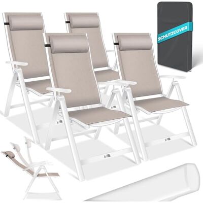 KESSER ® Chaise de Jardin à Dossier Haut avec accoudoirs Lot de 4 en Aluminium avec Coussin et Housse avec Dossier réglable en 7 Positions Respirante, Pliable, Antidérapante Taupe - Publicité KESSER ® Chaise de Jardin à Dossier Haut avec accoudoirs Lot de 4 en Aluminium avec Coussin et Housse avec Dossier réglable en 7 Positions Respirante, Pliable, Antidérapante Taupe - Publicité