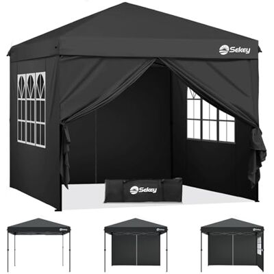 Sekey Tonnelle de Jardin 3x3m Imperméable Pop up, Barnum Pliant 3x3 avec Rideaux, Tonnelle de Jardin Exterieur, Anti UV Respirable Hauteur Réglable (Noir, avec des Parois Latérales) - Publicité Sekey Tonnelle de Jardin 3x3m Imperméable Pop up, Barnum Pliant 3x3 avec Rideaux, Tonnelle de Jardin Exterieur, Anti UV Respirable Hauteur Réglable (Noir, avec des Parois Latérales) - Publicité