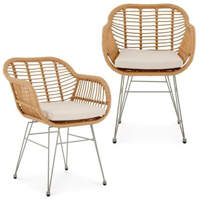 IDIMEX Lot de 2 chaises de Jardin Paramo, Imitation rotin Brun et Beige Fauteuil d'extérieur pour terrasse ou Balcon résistant aux UV, 4 Pieds en métal Anti-Rouille et Coussin d'assise Blanc - Publicité IDIMEX Lot de 2 chaises de Jardin Paramo, Imitation rotin Brun et Beige Fauteuil d'extérieur pour terrasse ou Balcon résistant aux UV, 4 Pieds en métal Anti-Rouille et Coussin d'assise Blanc - Publicité