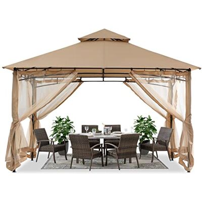 ABCCANOPY Tonnelle de terrasse robuste de 3 m x 3 m avec moustiquaire - Publicité ABCCANOPY Tonnelle de terrasse robuste de 3 m x 3 m avec moustiquaire - Publicité