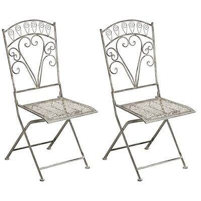 Beliani Lot de 2 Chaises de Jardin Vintage en Métal Pliantes Gris Nurra - Publicité Beliani Lot de 2 Chaises de Jardin Vintage en Métal Pliantes Gris Nurra - Publicité