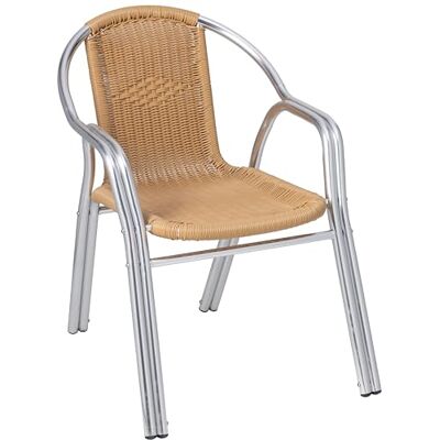 Metro Chaise Gastro Empilable avec Accoudoirs Narni, Aluminium, 60 x 53 x 74 cm (Beige) - Publicité Metro Chaise Gastro Empilable avec Accoudoirs Narni, Aluminium, 60 x 53 x 74 cm (Beige) - Publicité
