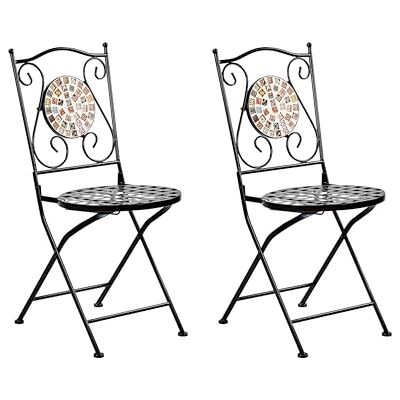 Beliani Lot de 2 Chaises Vintage en Métal Pliantes Motif Mosaïque Extérieur Jardin Noir Casario - Publicité Beliani Lot de 2 Chaises Vintage en Métal Pliantes Motif Mosaïque Extérieur Jardin Noir Casario - Publicité