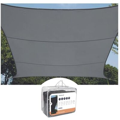 Perel Voile d'ombrage, Toile ombrage, Toile extérieure terrasse, perméable, Respirant, Protection Contre UV, 4 Anneaux en O en Acier Inoxydable, 5 x 5 m, 180 g/m², PEHD, carré, Gris foncé - Publicité Perel Voile d'ombrage, Toile ombrage, Toile extérieure terrasse, perméable, Respirant, Protection Contre UV, 4 Anneaux en O en Acier Inoxydable, 5 x 5 m, 180 g/m², PEHD, carré, Gris foncé - Publicité