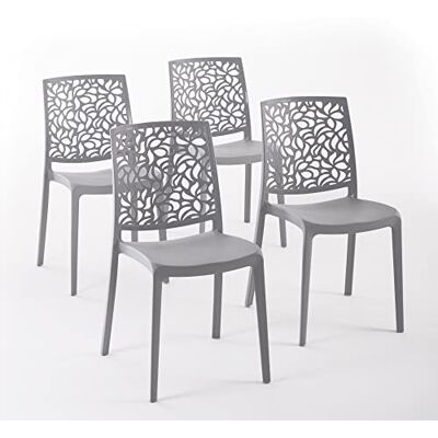 Chaises empilables en résine de fibre de verre gris foncé - Chaise - Publicité Chaises empilables en résine de fibre de verre gris foncé - Chaise - Publicité