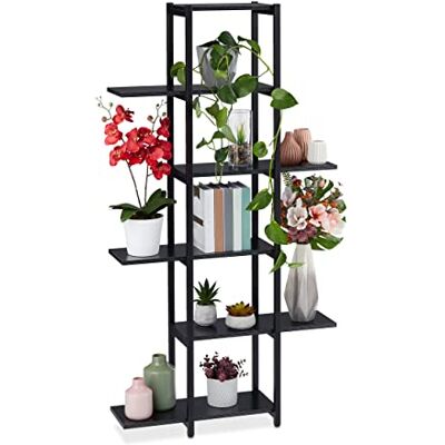 Relaxdays Étagère à Plantes, escalier Fleurs, 6 Niveaux, HLP 150 x 78 x 24 cm, Acier MDF, Support intérieur, Noir - Publicité Relaxdays Étagère à Plantes, escalier Fleurs, 6 Niveaux, HLP 150 x 78 x 24 cm, Acier MDF, Support intérieur, Noir - Publicité