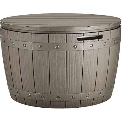 YITAHOME Coffre de Jardin en Résine - 127L, Aspect Bois Naturel - Rangement pour Mobilier Extérieur - Publicité YITAHOME Coffre de Jardin en Résine - 127L, Aspect Bois Naturel - Rangement pour Mobilier Extérieur - Publicité