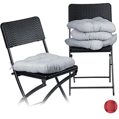 Relaxdays 10020806 Coussin de chaise lot de 4 lavable 10 cm épaisseur doux moelleux pour siège de jardin à nouer 40 x 40 cm polyester, gris - Publicité Relaxdays 10020806 Coussin de chaise lot de 4 lavable 10 cm épaisseur doux moelleux pour siège de jardin à nouer 40 x 40 cm polyester, gris - Publicité